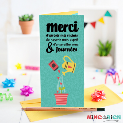 Carte Merci D'arroser mes racines avec Crayon à planter