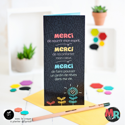 Carte Merci avec Crayon à planter