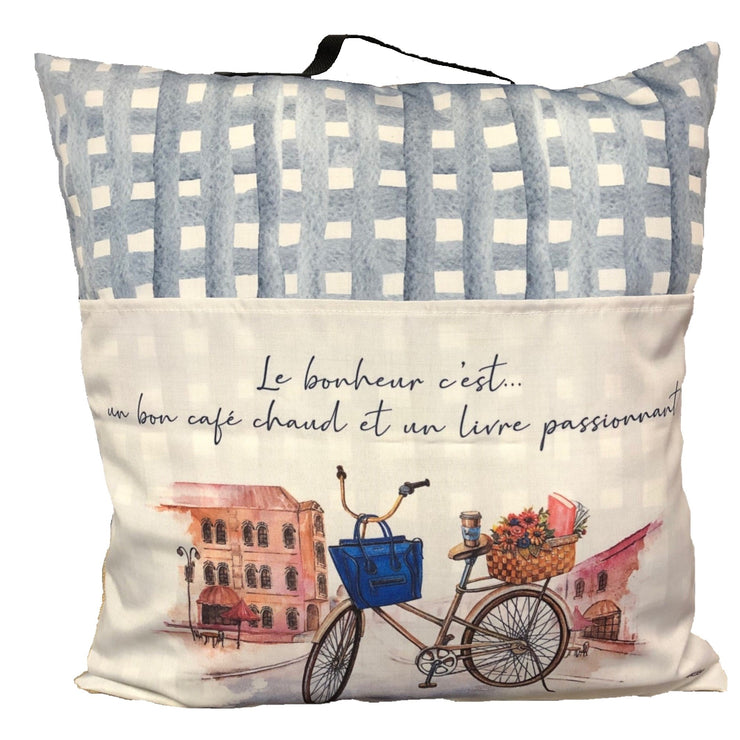 Coussin Un bon café et un livre